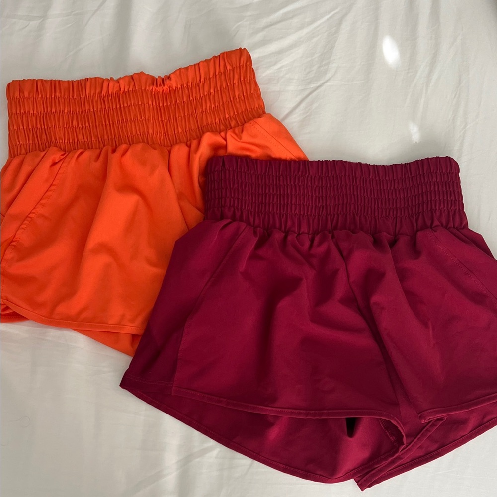 Women's Athletic Shorts - Orange and Red